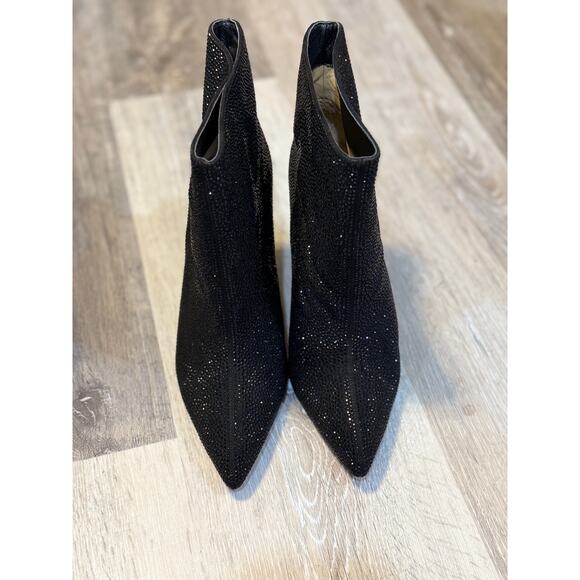 L’Agence black leather rhinestone studded bootie size 9 NWT gorgeous party heel! - Picture 2 of 7